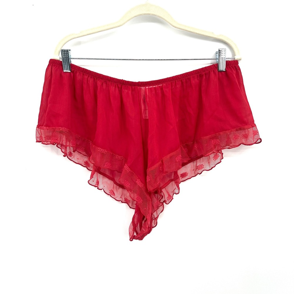 NEW Auden sheer ruffle tap‎ shorts red coquette Dollette retro whimsigoth XXL